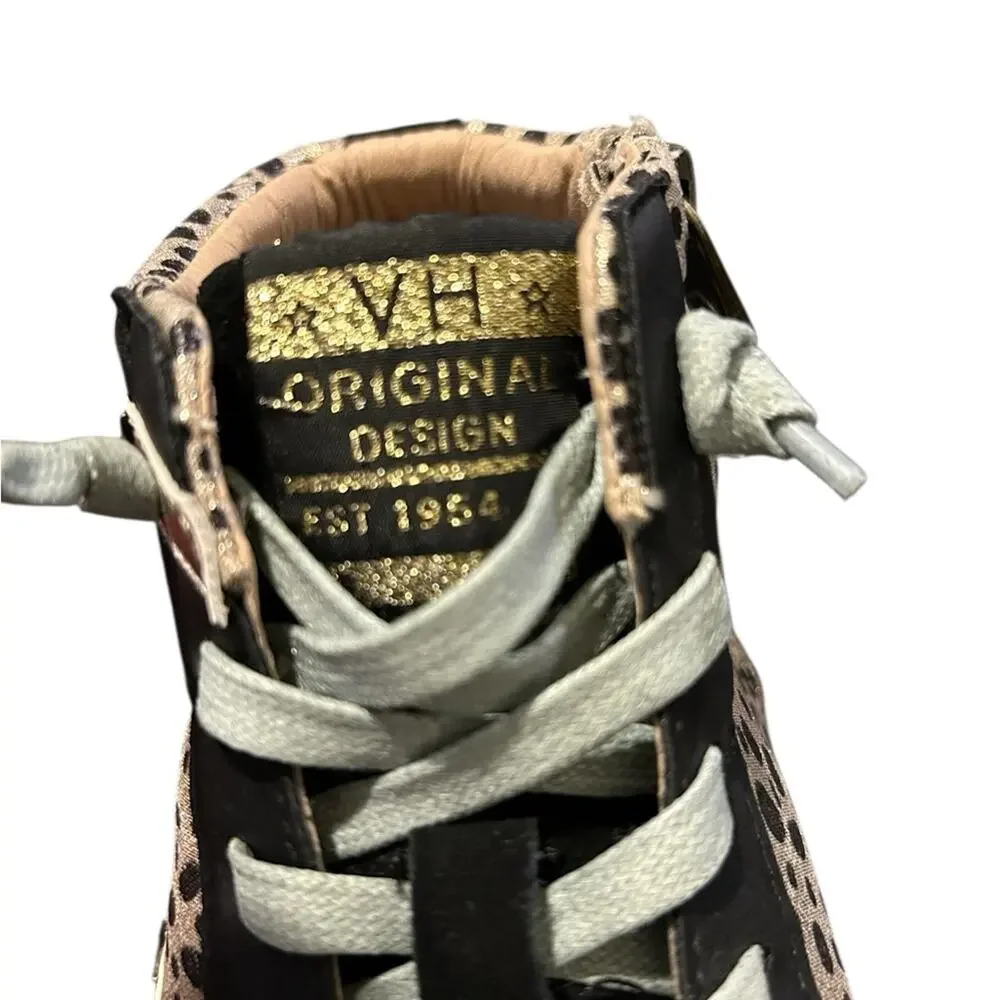 Vintage Havana Mixed-Media High Top Sneakers Size 8 Leopard Black Gold Studded